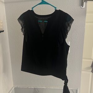 Banana Republic Black Blouse with Ruffled Sleeves